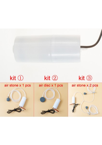 Beyaz Stil Kit 3 Hava Taşı x 2 USB Akvaryum Hava Pompası Frimp Tankı Ultra-Sessiz Mini Hava Kompresörü Oksijen Taşıyıcı Akvaryum Aksesuarları (Yurt Dışından)