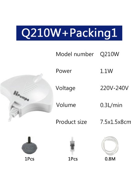 Q2210W-PAKETLEME1 Stili Au Fişi Süper Sessiz Hava Motoru Jebo Siyah Beyaz Nano Askıya Alınabilir Sessiz Mute Mini Hava Tüpü Hava Taşı Akvaryum Balık Su Bitki Tankı (Yurt Dışından)