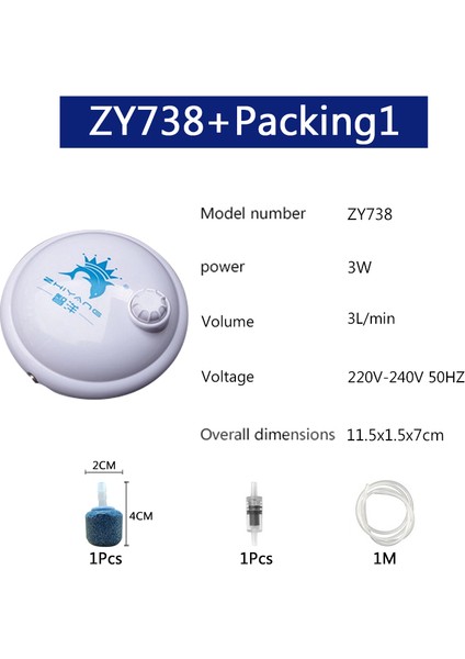 ZY738 Ambalaj1 Stil Ab Fişi Yüksek Kaliteli Akvaryum Yuvarlak Hava Pompası Hava Kompresörü Oksijen Arttırıcı Hava Motoru Tek & Çift Çıkış Ayarlanabilir Hacim (Yurt Dışından)