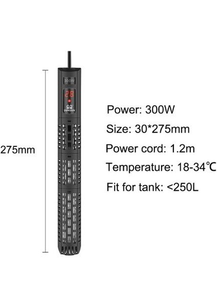 300W Tarzı Akvaryum Daldırma Isıtıcı Balık Tankı LCD Ekran Dijital Ayarlanabilir Su Isıtma Çubuğu Sabit Sıcaklık Kontrolü 500W (Yurt Dışından)