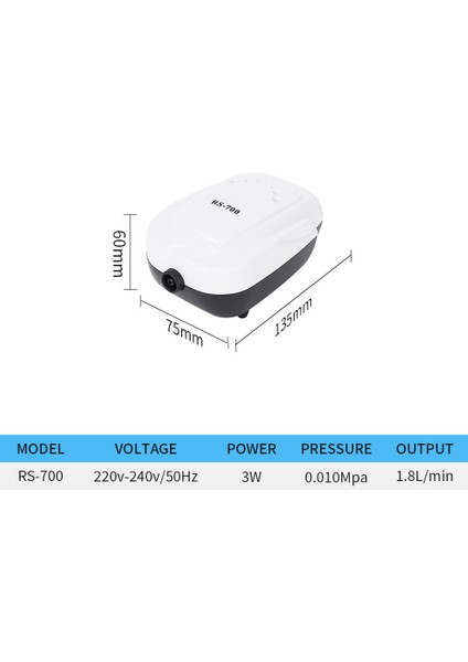 RS-700 Stili Ingiltere Fişi Yedi Usta 2W 4W 8W Hava Hava Hava Hava Hava Akvaryum Hava Pompası Balık Tankı Oksijen Pompasını Arttırma (Yurt Dışından)