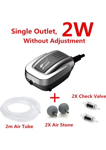 2W-TUBESTONEVALVE Stili Ingiltere Fişi Sessiz Akvaryum Hava Pompası Balık Tankı Oksijen Hava Kompresörü Aerator Akvaryum Hava Akışı Yapıcı Prump Balık Deniz Bitkisi Tankı 220V (Yurt Dışından)