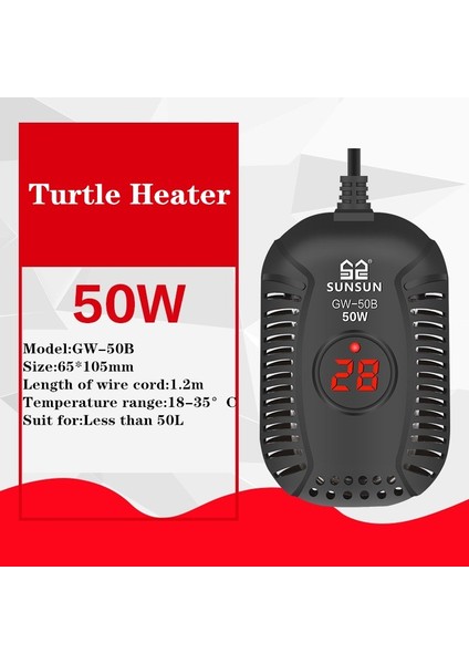 GW-50B Stili Dijital Akvaryum Isıtıcı Balık Tankı Daldırılabilir Elektrikli Isıtma Çubukları Kaplumbağa Tankı Sıcaklık Kontrol Cihazı Içinde Stick (Yurt Dışından)