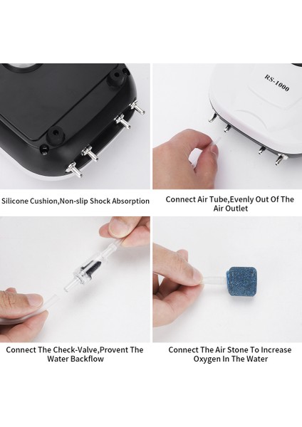 RS-800 Stili Ingiltere Fişi Yedi Usta Akvaryum Hava Pompası Mlent Kompresör Tek Çift Çıkış Oksijen Pompası Balık Tankı Akvaryum Aksesuarları (Yurt Dışından) modelleri