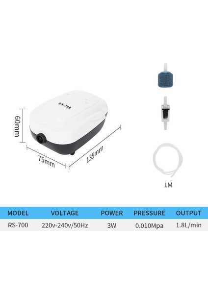 RS-700XP1 Stili Au Fişi Yedi Usta Akvaryum Hava Pompası Mlent Kompresör Tek Çift Çıkış Oksijen Pompası Balık Tankı Akvaryum Aksesuarları (Yurt Dışından)