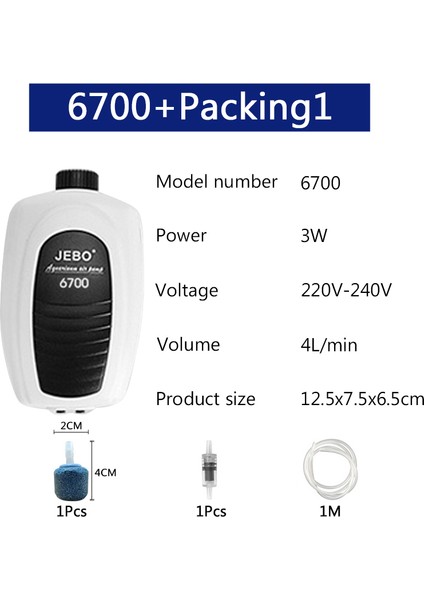 6700 Paketleme1 Stil Ingiltere Fişi Jebo Süper Akvaryum Hava Pompası Kompresörü Balık Tankı Için Ayarlanabilir Sessiz Hava Kontrolü Akvaryum Aksesuarı (Yurt Dışından)