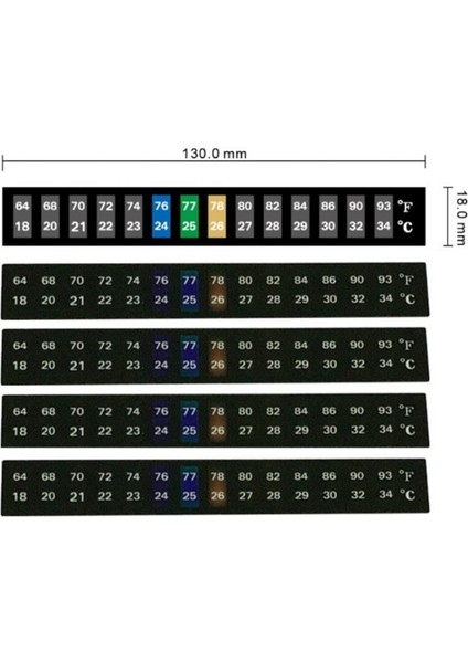 Siyah Stil Çift Ölçekli Akvaryum Termometresi Balık Tankı Sıvı Sıcaklık Test Cihazı Sticker Fahrenheit Dijital LCD Ekran Yapışkan Şerit (Yurt Dışından)