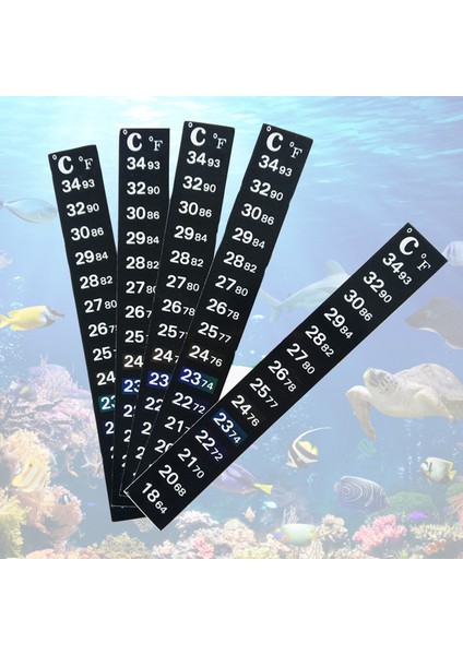 Siyah Stil Çift Ölçekli Akvaryum Termometresi Balık Tankı Sıvı Sıcaklık Test Cihazı Sticker Fahrenheit Dijital LCD Ekran Yapışkan Şerit (Yurt Dışından)