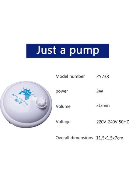 ZY738 Sadece Bir Pompa Stili Au Fişi Yüksek Kaliteli Akvaryum Yuvarlak Hava Pompası Hava Kompresörü Oksijen Arttırıcı Hava Motoru Tek & Çift Çıkış Ayarlanabilir Hacim (Yurt Dışından)