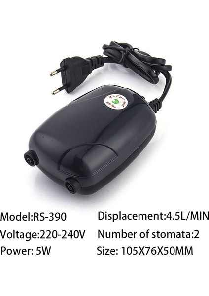 RS-390 Stili Au Adaptör Fişi Sessiz 220V W Akvaryum Hava Pompası Balık Tankı Mini Aerator Oksijen Pompası Tek Çift Çıkışlı Hava Pompası Akvaryum Aksesuarları (Yurt Dışından)