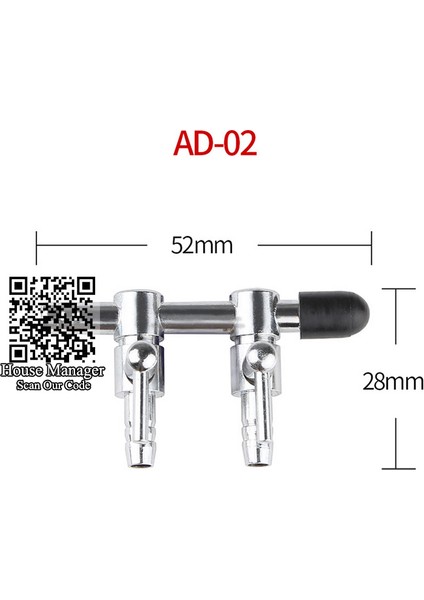 Ad-02 52MM Stili Paslanmaz Çelik Akvaryum Hava Pompası Valf Kontrolü, Paslanmaz Çelik Hava Kontrol Anahtarı, Oksijen Tüp Boru Için Hava Ayarı Bölücü Akışı Düzenleyici (Yurt Dışından)