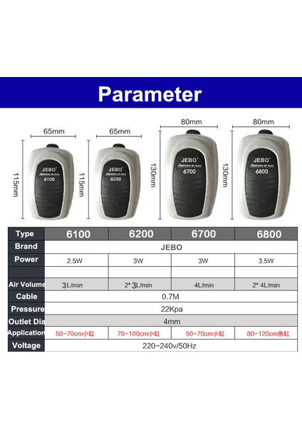 6200 Ambalaj2 Tarzı Au Fişi Jebo Ultra Sessiz Akvaryum Hava Pompası Hava Kompresörü Oksijen Hava Pompası Tek ve Çift Çıkış Ayarlanabilir Hava Hacmi Balık (Yurt Dışından) modelleri