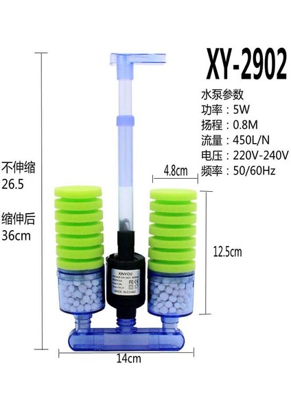 Kayış Pompası 2902 Stili Akvaryum Balık Tankı Biyokimyasal Sünger Filtre Hava Pompası Çift Başlı Emme Kupası ile Akvaryum Aksesuarları Hava Pompası Filtre Hava Taşı (Yurt Dışından)