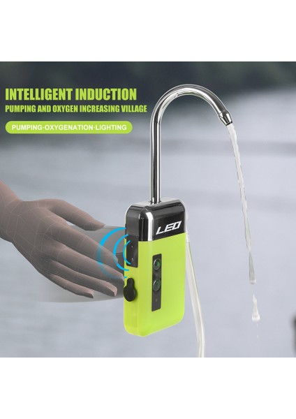 USB Şarjlı Balıkçılık Oksijen Pompası Akıllı Sensör Taşınabilir LED Aydınlatma Basınç Direnci Açık Balıkçılık Için (Yurt Dışından)