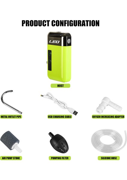 USB Şarjlı Balıkçılık Oksijen Pompası Akıllı Sensör Taşınabilir LED Aydınlatma Basınç Direnci Açık Balıkçılık Için (Yurt Dışından)