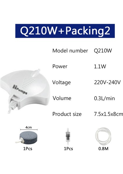 Q2210W-PACKING2 Stili Ingiltere Fişi Süper Sessiz Hava Motoru Jebo Siyah Beyaz Nano Askıya Alınabilir Sessiz Mute Mini Hava Tüpü Hava Taşı Akvaryum Balık Su Bitki Tankı (Yurt Dışından)