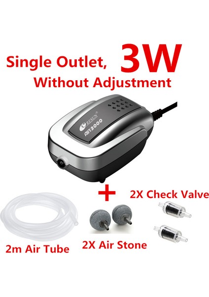 3W-TUBESTONEVALVE Stili Au Fişi Sessiz Akvaryum Hava Pompası Balık Tankı Oksijen Hava Kompresörü Aerator Akvaryum Hava Akışı Yapıcı Prump Balık Deniz Bitkisi Tankı 220V (Yurt Dışından)