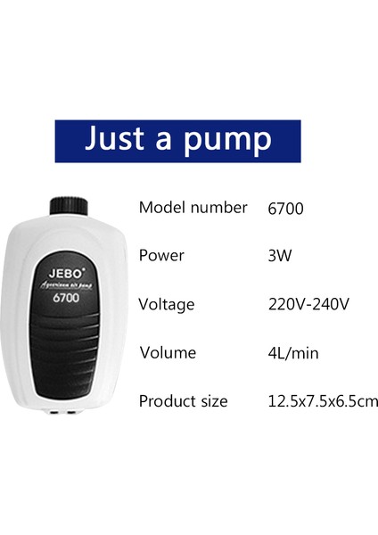 6700 Tek Çıkışlı Stil Ingiltere Fişi Jebo Ultra Sessiz Akvaryum Hava Pompası Hava Kompresörü Oksijen Hava Pompası Tek ve Çift Çıkış Ayarlanabilir Hava Hacmi Balık (Yurt Dışından)