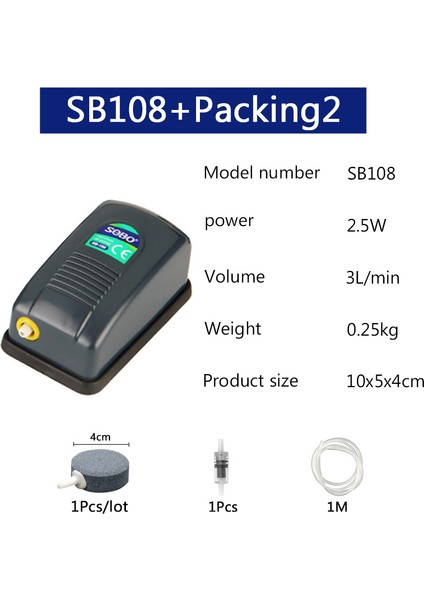 SB108 Ambalaj2 Tarzı Ingiltere Fişi Sobo Akvaryum Hava Pompası Kompresör Oksijen Şeffaf Gövde Tek Çift Çıkış Yüksek Balık Tankı Pompası (Yurt Dışından)