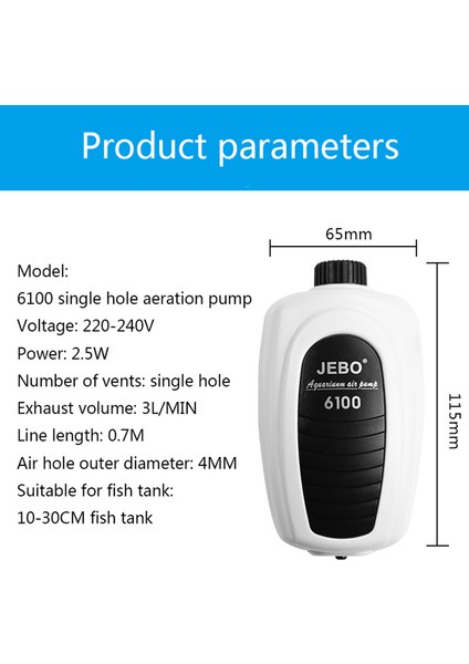 NO.6100 Stili Ingiltere Fiş Adaptörü Jebo Ultra Sessiz Akvaryum Hava Pompası Hava Kompresörü Oksijen Hava Pompası Tek ve Çift Çıkış Ayarlanabilir Hava Hacmi Balık (Yurt Dışından)