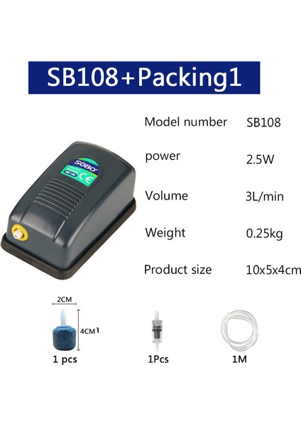SB108 Ambalaj1 Tarzı Ab Fişi Sessiz Hava Kontrollü Akvaryum Balık Aksesuarları Çift/tek Çıkışlı Sobo Akvaryum Hava Pompası Hava Kompresörü (Yurt Dışından)