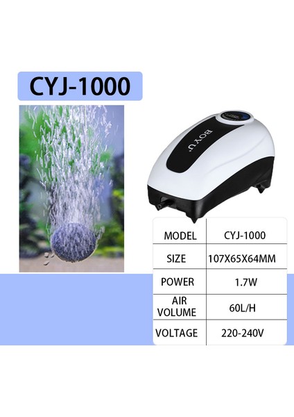 CJY-1000 Tarzı Ab Adaptör Fişi 1.7W -12W Ultra-Sessiz Ayarlanabilir Hava Pompası Için Akvaryum Boyu Cjy Serisi Oksijen Pompası Balık Tankı Havalandırıcı Artırmak Hava Kompresörü (Yurt Dışından)