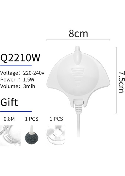 Q2210W-P1 Stili Ingiltere Fişi Mini Hava Pompası Küçük Balık Tankı Çim Tankı Ultra Sessiz Akvaryum Hava Kompresörü Oksijen Pompası Yatak Odası Için 220V (Yurt Dışından)