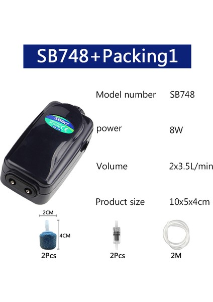 SB-748XAKSESUAR Stili Ingiltere Fişi Sobo Yüksek Sessiz Ayarlanabilir Akvaryum Hava Pompası Balık Tankı Oksijen Hava Pompası 8W 12W Dayanıklı Gövde 220~240V Hava Anahtarı Kontrolü (Yurt Dışından)