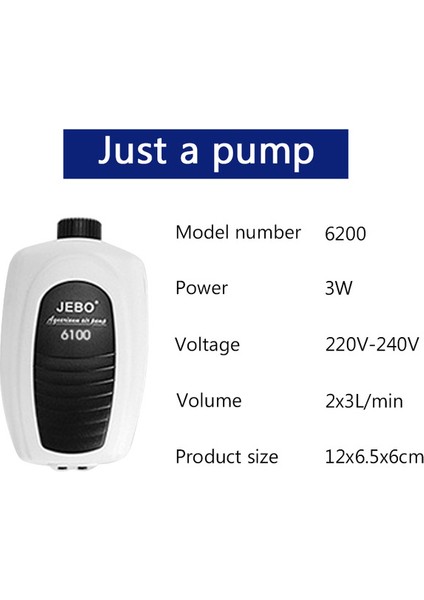 6200 Çift Çıkışlı Stil Ingiltere Fişi Jebo Düşük Desibel Akvaryum Hava Pompası Ayarlanabilir Hava Hacmi Hava Kompresörü Oksijen Hava Pompası Tek ve Çift Çıkışlı (Yurt Dışından)