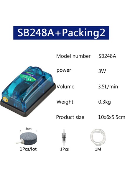 SB248A Ambalaj2 Stili Ab Fişi Sobo Akvaryum Hava Pompası Kompresör Oksijen Şeffaf Gövde Tek Çift Çıkış Yüksek Balık Tankı Pompası (Yurt Dışından)