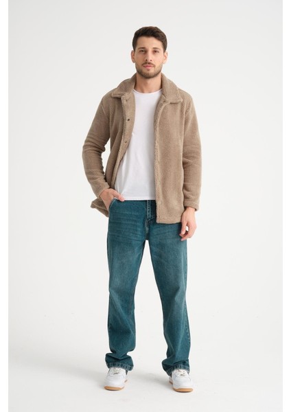 %100 Pamuk, Gömlek Yaka, Düğmeli Erkek Peluş Ceket fırsatları