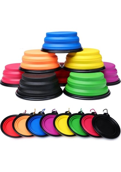 Siyah Stil 350ML(13X9X5.5CM) Katlanabilir Evcil Hayvan Köpek Silikon Kase Taşınabilir Yavru Mama Kabı Açık Seyahat Kampı ile Karabiner (Yurt Dışından) modelleri