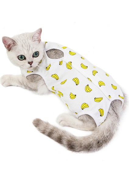Muz Tarzı M Beden Yara Iyileştirme Kıyafeti Kedi Köpek Cerrahi Sonrası Giysi Anti Yalama Yara Kedi Yelek S-Xl (Yurt Dışından)