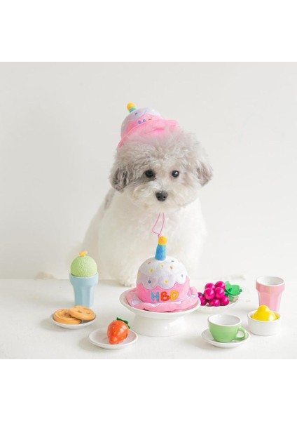 Şapka Stili Kore Doğum Günü Pastası Şapka Köpek Oyuncakları Peluş Çiğneme Sevimli Evcil Köpek Oyuncakları (Yurt Dışından)