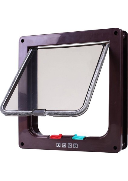 Kahverengi Tarzı L 25X23.5X5.5CM Köpek Kediler Kedi Köpekler Kapıları ile 4 Yönlü Güvenlik Kilidi (Yurt Dışından)