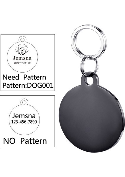 YUAN025NA Siyah Tarzı M Nokta Yok Evcil Hayvan Kimlik Etiketi Isim Telefon Paslanmaz Çelik Kişiselleştirilmiş Kedi Mesaj Yavru Tasma Aksesuarı (Yurt Dışından)