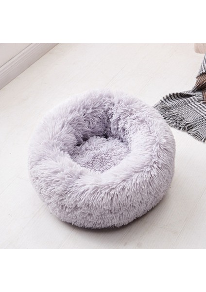 Açık Gri Stil Dç 50 cm Kedi Yatakları Yuvarlak Köpek Yatağı Kediler Için Sakinleştirici Yatak Köpek Anti-Anksiyete Evi Kedi Için Polar Gevşek Kedi Yatağı Yastık (Yurt Dışından)