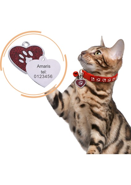 Pembe Tarzı Özelleştirilmiş Kişiselleştirilmiş Kedi ve Köpek Kimlik Etiketi Kalp Şeklinde Etiket Boyunluk (Yurt Dışından)