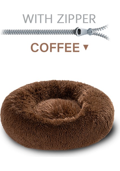 Gwll-Kahve Tarzı 50 cm Sakinleştirici Kral Pofuduk Köpek Yatağı Xxl Xl Kanepe Donut Hafıza Köpük Uzun Peluş Yıkanabilir Köpek Yatakları (Yurt Dışından)
