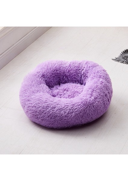 Mor Tarzı Dış Çap 40 cm Kedi Yatakları Yuvarlak Köpek Yatağı Kediler Için Sakinleştirici Yatak Köpek Anti-Anksiyete Evi Kedi Için Polar Gevşek Kedi Yatağı Yastık (Yurt Dışından)