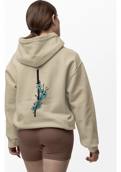 Çiçekli Kılıç Kadın Hoodie