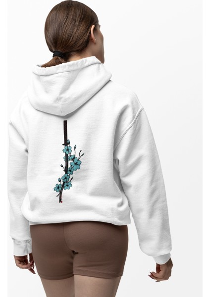 Çiçekli Kılıç Kadın Hoodie