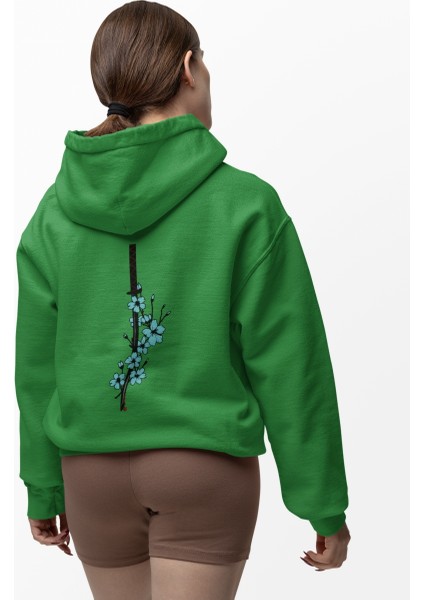 Çiçekli Kılıç Kadın Hoodie