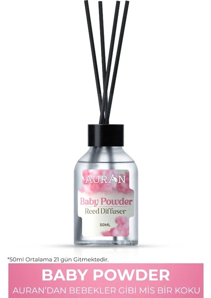 Bebek Pudrası Çubuklu Oda Kokusu Bambu Kokusu Baby Powder Reed Diffuser 50ml