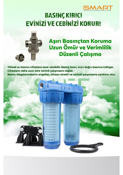 10 Inc Silifoz Filtreli Kireç ve Klor Önleyici 2li Daire ve Bina Girişi Su Arıtma Cihazı modelleri