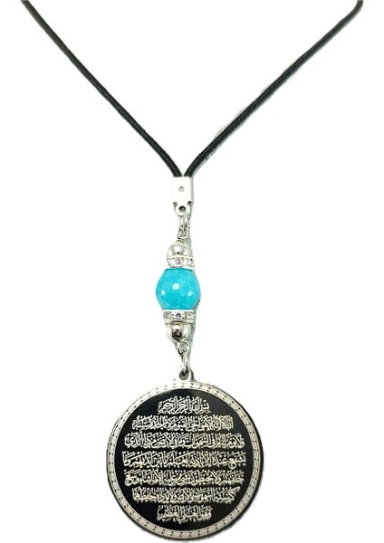 Siyah Çelik Çift Taraflı Ayetel Kürsi Felak Nas Ihlas Araba Dikiz Ayna Süsü, Turkuaz Doğal Taşlı fiyatları
