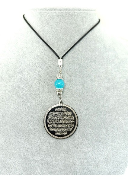 Siyah Çelik Çift Taraflı Ayetel Kürsi Felak Nas Ihlas Araba Dikiz Ayna Süsü, Turkuaz Doğal Taşlı fırsatları