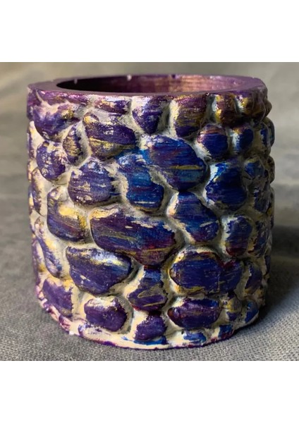 El Yapımı Desenli Dekoratif Minik Renkli Saksı / Biblo - 6 x 7 cm
