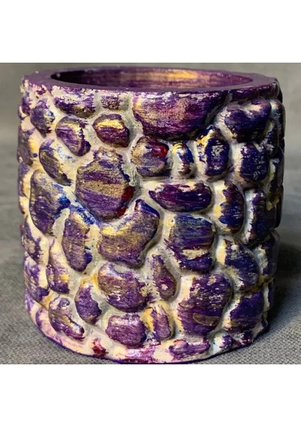 El Yapımı Desenli Dekoratif Minik Renkli Saksı / Biblo - 6 x 7 cm