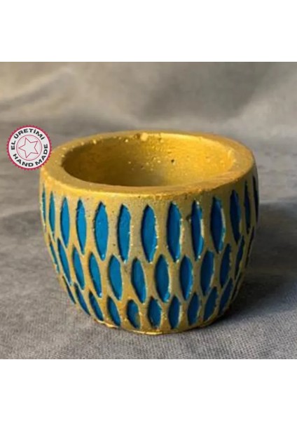 El Yapımı Desenli Dekoratif Minik Saksı / Biblo - 5 x 7 cm